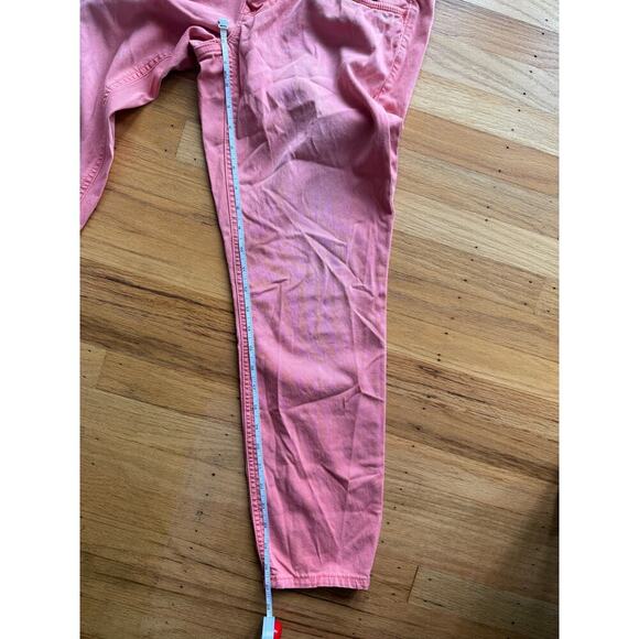 Express Stella Ankle Low Rise Jeans Pink Coral Peach Size 2 Faded - Picture 10 of 11